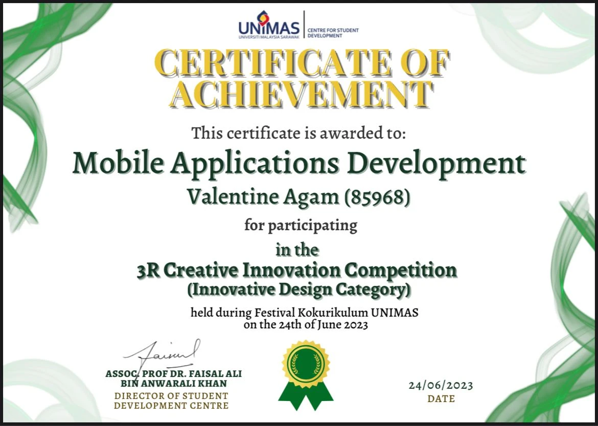 Mobile Development award certificate