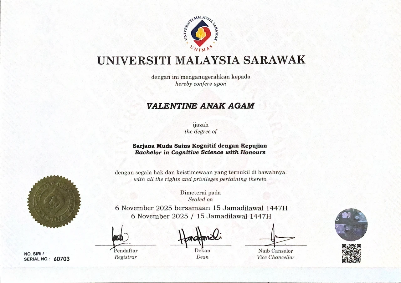 UNIMAS degree certificate