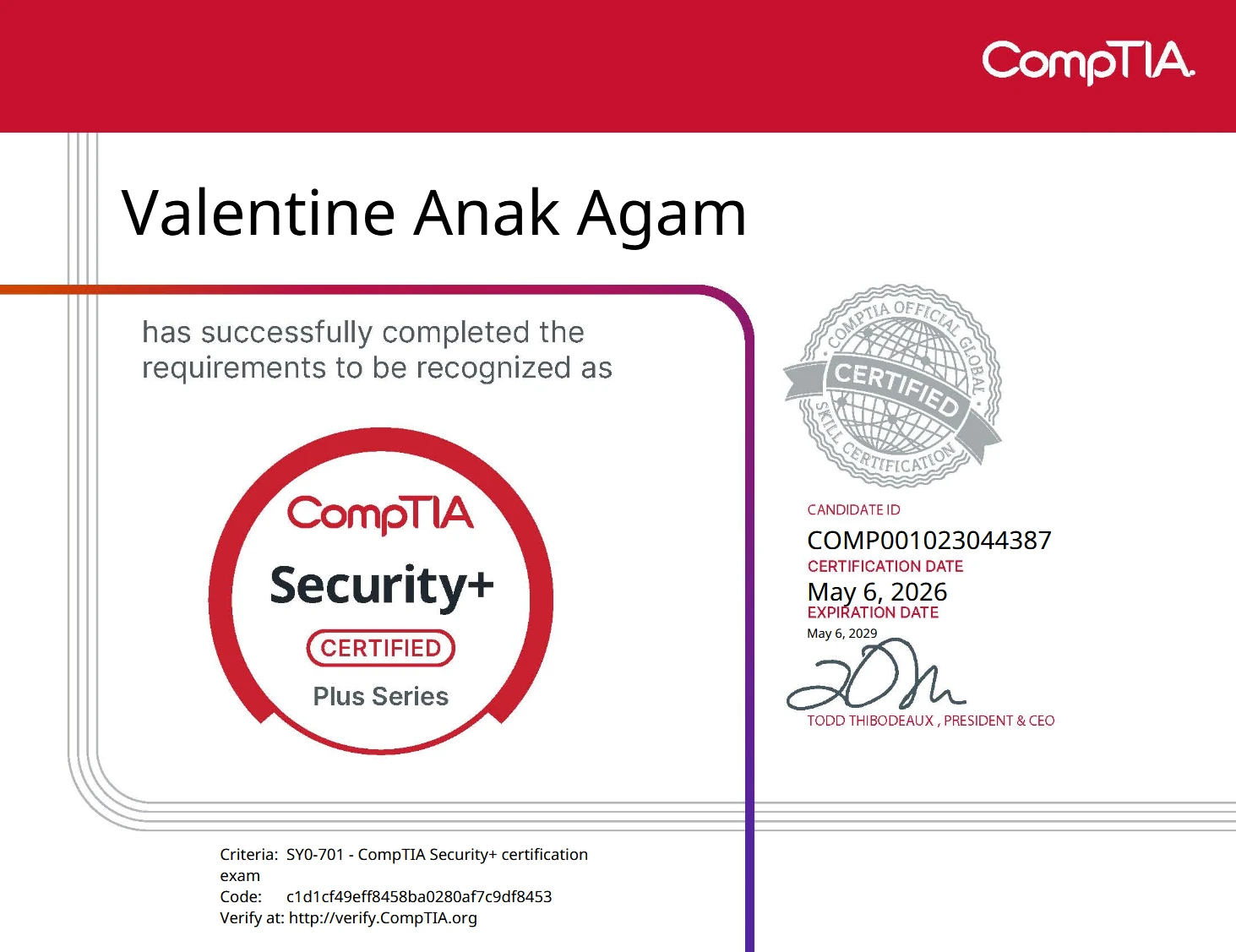 CompTIA Security+ certification